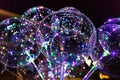 LED transparent balloon with multi-colored luminous garland Royalty Free Stock Photo