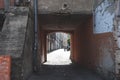 LUBLIN, POLAND-22 june 2017-small tunnel between tenements in Lu