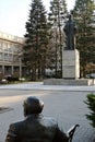 Lublin, Poland 01/03/2019 Main square at the maria Curie Sklodowska University in Lublin Campus with the monument of the patron