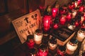 Lublin, Poland - October 23, 2020 - Banner and grave candles at the doors during protest against abortion ban in Poland