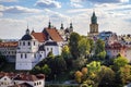 Lublin, Poland - Panoramic view of city center with St. Stanislav Basilica and Trinitarian Tower in historic old town quarter Royalty Free Stock Photo