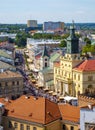 Lublin, Poland - Panoramic view of historic old town quarter with Cracow Gate tower - Brama Krakowska - and City Hall buildings