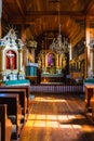 Interior of an old catholic church in open air museum in Lublin, Poland Royalty Free Stock Photo