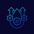 lubricant line icon, drop, gears and arrows