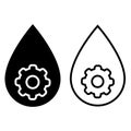 Lubricant vector icon set. Oil illustration sign collection. drop and gears symbol.