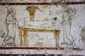 Lucanian fresco tomb painting. Paestum. Salerno. Campania. Italy