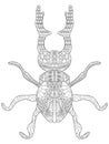 Lucanus cervus Coloring vector for adults Royalty Free Stock Photo