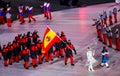 Lucas Eguibar carrying the flag of Spain leading the Spanish Olympic team at the PyeongChang 2018 Winter Olympic Games