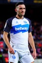 Lucas Perez plays at the La Liga match between FC Barcelona and Deportivo Alaves