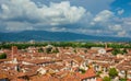 Lucca historic center panorama with clouds