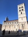 Lucca, Italy. The church of San Michele in Foro, Chiesa di San Michele in Foro. View to the bell tower.