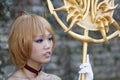 Lucca, Italy - 2018 10 31 : Lucca Comics free cosplay event around city athena king of zodiac