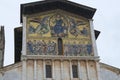 Lucca, Italy: fresco of Basilica of San Frediano closeup on the Piazza San Frediano