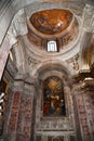 Lucca, Italy. September 17, 2023.The beautiful painted ceiling of the Basilica of Lucca