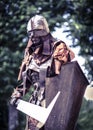 Lucca, Italy - 2018 10 31 : Uruk-hai warrior with helmet and sword from the lord of the rings