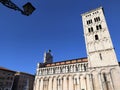 Lucca, Italy. The church of San Michele in Foro, Chiesa di San Michele in Foro. View to the bell tower.