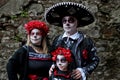 Cosplayer family dressed as Calavera, typical Mexican Mask. Lucca Comics and Games 2023 cosplay event.