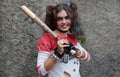 Cosplayer girl dressed as Harley Quinn, character from the DC universe at the Lucca Comics and Games 2022 cosplay event.