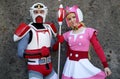 Cosplayer couple dressed as Jesse Dart and Aurora, characters from the Japanese animated series Starzinger at the Lucca Comics.