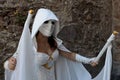 Cosplayer girl dressed as a female Moon Knight, character from the Marvel Comics series at the Lucca Comics and Games 2022 cosplay