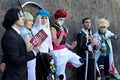 Group of cosplayers dressed as characters from the manga Hunter x Hunter and Naruto at the Lucca Comics and Games 2022.