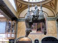 Lucerna Palace with an horse sculpture upside down to Prague in Czech Republic.