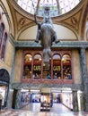 Lucerna Palace with an horse sculpture upside down to Prague in Czech Republic.