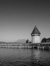 Lucerne Chapel Bridge in bright evening, Switzerland