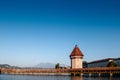 Lucerne Chapel Bridge in bright evening, Switzerland