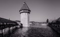 Lucerne Chapel Bridge in bright evening, Switzerland Royalty Free Stock Photo