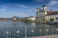 The Lucerne Jesuit Church is a Catholic church in Lucerne along the river Reuss, Switzerland Royalty Free Stock Photo