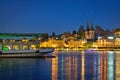 Lucerne lake waterfront and historic architecture evening view