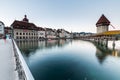 LUCERNE, SWITZERLAND - AUGUST 2: Views of the famous bridge Kape