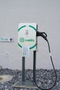 LUCERNE, Switzerland - December 2020: charging station STS e-mobility in city of Lucerne, concept of development of alternative