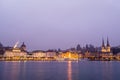 LUCERNE, SWITZERLAND - 31 December 2016: Views of the famous lake promenade and city of Lucerne during sunset