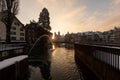 Lucerne, Switzerland, February 4, 2019: Lucerne with reuss river and historic old town on a wonderful winter morning day