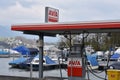 Fuel filling station from Avia company in marina harbor of city of Lucerne. Royalty Free Stock Photo