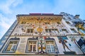 Facade of Pfistern Zunfthaus guild hall with outstanding wall frescoe in Lucerne, Switzerland