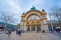 The historical arch of former railway station located on Bahnhofpl square in Lucerne, Switzerland
