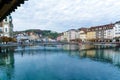 Lucerne, Switzerland - October 19, 2017: Rathausquai, embankment