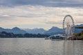 Lucerne, Switzerland-October 18,2019:View of Landscape and Heavenly swing is city near the river in Lucerne, Switzerland
