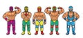Lucha Libre Characters. Mexican Wrestler Fighters in Mask. Vector Illustration. Royalty Free Stock Photo