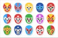 Lucha libre, luchador mexican face head mask set