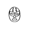 Lucha libre, luchador mexican wrestling mask doodle icon, vector illustration