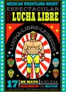 Lucha Libre Poster. Mexican Wrestler Fighters in Mask. Vector Illustration. Royalty Free Stock Photo