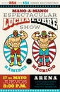Lucha Libre Poster. Mexican Wrestler Fighters in Mask. Vector Illustration. Royalty Free Stock Photo