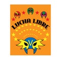 Lucha Libre - wrestling spanish text - Mexican wrestler mask - poster