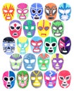 Luchador or fighter mask set. Hand-drawn lucha libre free fight masks