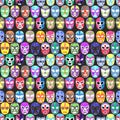 Luchador or fighter mask set. Seamless pattern with hand-drawn lucha libre