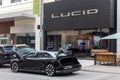 Lucid Air luxury electric sedan, all-electric vehicle, outside the car showroom.